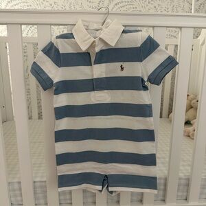 NWT never worn Ralph Lauren Polo striped cotton rugby shortall, size 24 …
